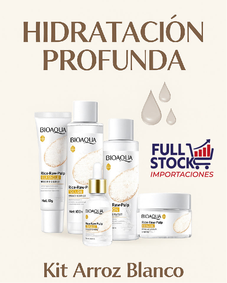 🌾 El Secreto Milenario para una Piel de Porcelana: Kit Integral de Arroz Blanco Bioaqua ✨
