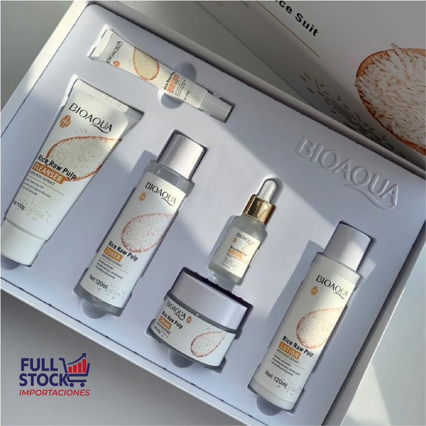 🌾 El Secreto Milenario para una Piel de Porcelana: Kit Integral de Arroz Blanco Bioaqua ✨