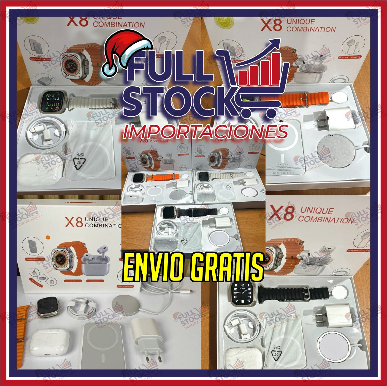 🔥 Eleva tu Nivel: ⏱️Smartwatch X8 Ultra + 🎶Audífonos Pro y Ecosistema de Carga COMPLETO🔌